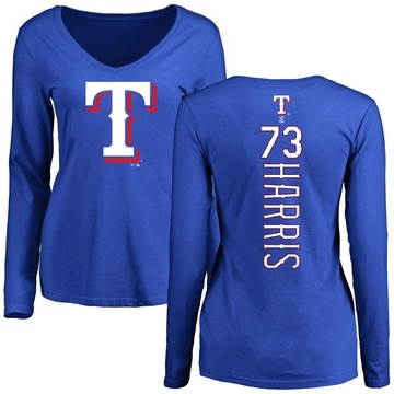 Women's Texas Rangers Dustin Harris ＃73 Backer Slim Fit Long Sleeve T-Shirt - Royal