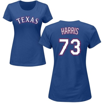 Women's Texas Rangers Dustin Harris ＃73 Roster Name & Number T-Shirt - Royal