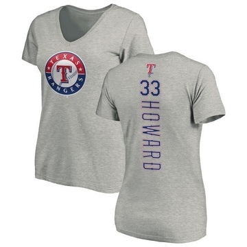 Women's Texas Rangers Frank Howard ＃33 Backer Slim Fit T-Shirt Ash