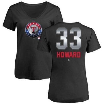 Women's Texas Rangers Frank Howard ＃33 Midnight Mascot V-Neck T-Shirt - Black