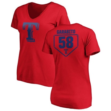 Women's Texas Rangers Gerson Garabito ＃58 RBI Slim Fit V-Neck T-Shirt - Red