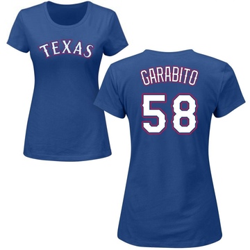 Women's Texas Rangers Gerson Garabito ＃58 Roster Name & Number T-Shirt - Royal