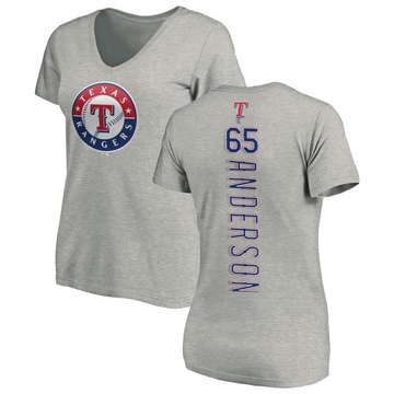 Women's Texas Rangers Grant Anderson ＃65 Backer Slim Fit T-Shirt Ash