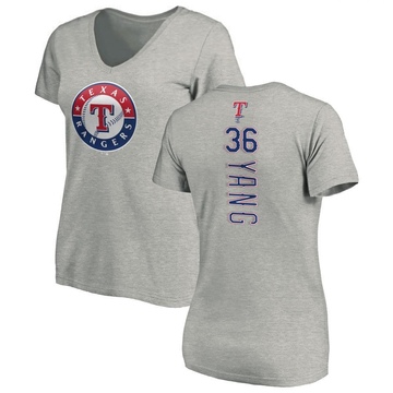 Women's Texas Rangers Hyeon-jong Yang ＃36 Hyeon-Jong Yang Backer Slim Fit T-Shirt Ash