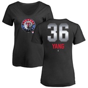 Women's Texas Rangers Hyeon-jong Yang ＃36 Hyeon-Jong Yang Midnight Mascot V-Neck T-Shirt - Black