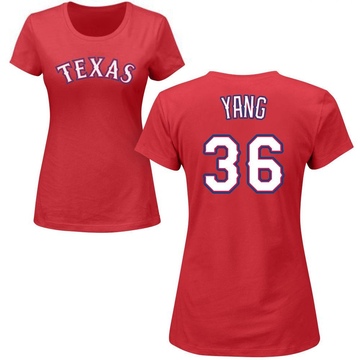 Women's Texas Rangers Hyeon-jong Yang ＃36 Hyeon-Jong Yang Roster Name & Number T-Shirt - Red