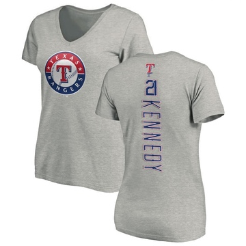 Women's Texas Rangers Ian Kennedy ＃21 Backer Slim Fit T-Shirt Ash