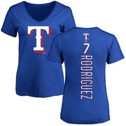 Women's Texas Rangers Ivan Rodriguez ＃7 Backer Slim Fit T-Shirt - Royal