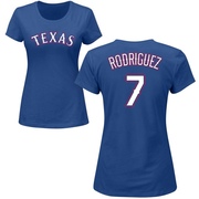 Women's Texas Rangers Ivan Rodriguez ＃7 Roster Name & Number T-Shirt - Royal