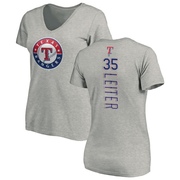 Women's Texas Rangers Jack Leiter ＃35 Backer Slim Fit T-Shirt Ash