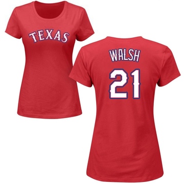 Women's Texas Rangers Jared Walsh ＃21 Roster Name & Number T-Shirt - Red