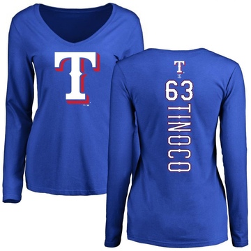 Women's Texas Rangers Jesus Tinoco ＃63 Backer Slim Fit Long Sleeve T-Shirt - Royal