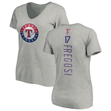 Women's Texas Rangers Jim Fregosi ＃17 Backer Slim Fit T-Shirt Ash