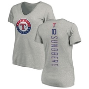 Women's Texas Rangers Jim Sundberg ＃10 Backer Slim Fit T-Shirt Ash