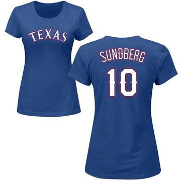 Women's Texas Rangers Jim Sundberg ＃10 Roster Name & Number T-Shirt - Royal