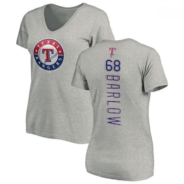 Women's Texas Rangers Joe Barlow ＃68 Backer Slim Fit T-Shirt Ash