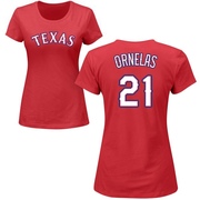 Women's Texas Rangers Jonathan Ornelas ＃21 Roster Name & Number T-Shirt - Red