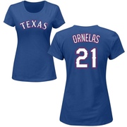 Women's Texas Rangers Jonathan Ornelas ＃21 Roster Name & Number T-Shirt - Royal