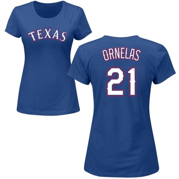 Women's Texas Rangers Jonathan Ornelas ＃21 Roster Name & Number T-Shirt - Royal