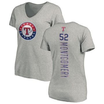 Women's Texas Rangers Jordan Montgomery ＃52 Backer Slim Fit T-Shirt Ash