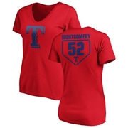 Women's Texas Rangers Jordan Montgomery ＃52 RBI Slim Fit V-Neck T-Shirt - Red