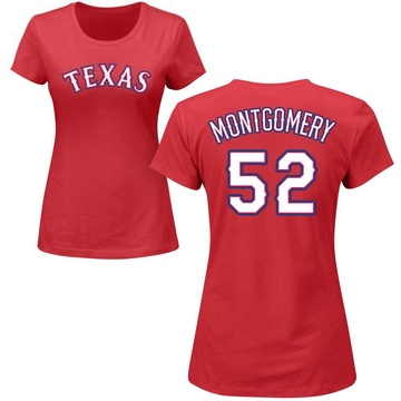 Women's Texas Rangers Jordan Montgomery ＃52 Roster Name & Number T-Shirt - Red