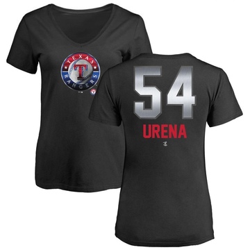 Women's Texas Rangers Jose Urena ＃54 Midnight Mascot V-Neck T-Shirt - Black