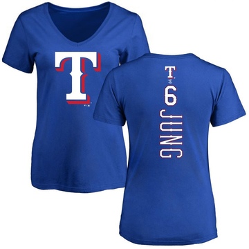 Women's Texas Rangers Josh Jung ＃6 Backer Slim Fit T-Shirt - Royal