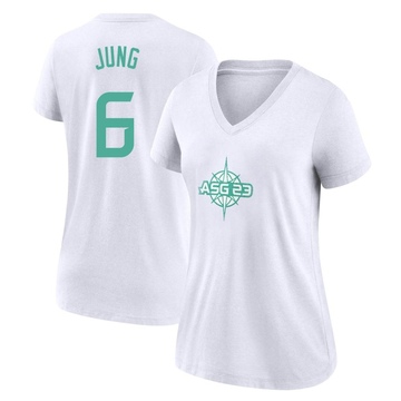 Women's Texas Rangers Josh Jung ＃6 Game 2023 All-Star Name & Number T-Shirt - White