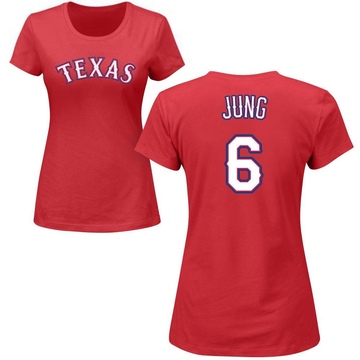 Women's Texas Rangers Josh Jung ＃6 Roster Name & Number T-Shirt - Red