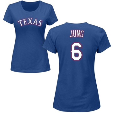 Women's Texas Rangers Josh Jung ＃6 Roster Name & Number T-Shirt - Royal