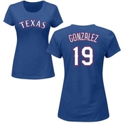 Women's Texas Rangers Juan Gonzalez ＃19 Roster Name & Number T-Shirt - Royal