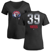 Women's Texas Rangers Kirby Yates ＃39 Midnight Mascot V-Neck T-Shirt - Black