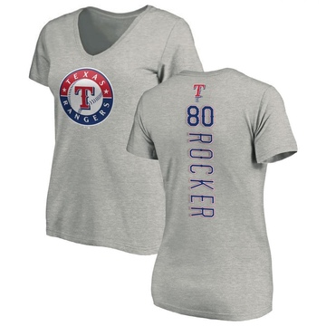 Women's Texas Rangers Kumar Rocker ＃80 Backer Slim Fit T-Shirt Ash