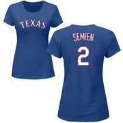 Women's Texas Rangers Marcus Semien ＃2 Roster Name & Number T-Shirt - Royal