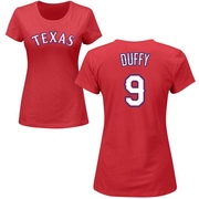 Women's Texas Rangers Matt Duffy ＃9 Roster Name & Number T-Shirt - Red