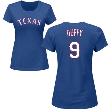 Women's Texas Rangers Matt Duffy ＃9 Roster Name & Number T-Shirt - Royal