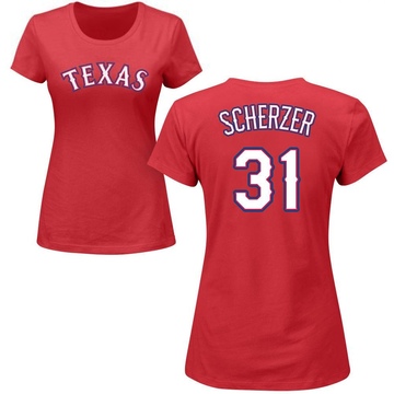 Women's Texas Rangers Max Scherzer ＃31 Roster Name & Number T-Shirt - Red