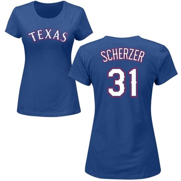 Women's Texas Rangers Max Scherzer ＃31 Roster Name & Number T-Shirt - Royal