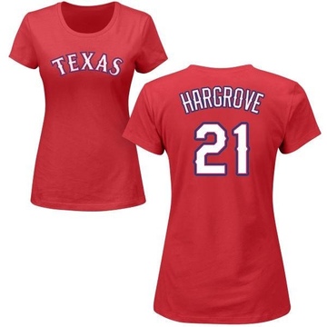 Women's Texas Rangers Mike Hargrove ＃21 Roster Name & Number T-Shirt - Red