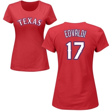 Women's Texas Rangers Nathan Eovaldi ＃17 Roster Name & Number T-Shirt - Red