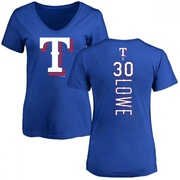 Women's Texas Rangers Nathaniel Lowe ＃30 Backer Slim Fit T-Shirt - Royal