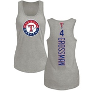 Women's Texas Rangers Robbie Grossman ＃4 Backer Tank Top Ash