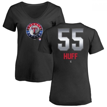 Women's Texas Rangers Sam Huff ＃55 Midnight Mascot V-Neck T-Shirt - Black