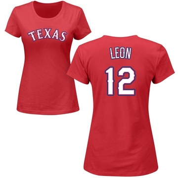 Women's Texas Rangers Sandy Leon ＃12 Roster Name & Number T-Shirt - Red