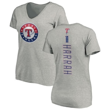 Women's Texas Rangers Toby Harrah ＃11 Backer Slim Fit T-Shirt Ash