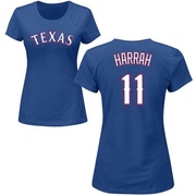 Women's Texas Rangers Toby Harrah ＃11 Roster Name & Number T-Shirt - Royal