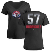 Women's Texas Rangers Yerry Rodriguez ＃57 Midnight Mascot V-Neck T-Shirt - Black