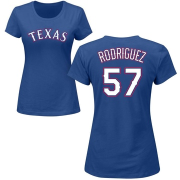 Women's Texas Rangers Yerry Rodriguez ＃57 Roster Name & Number T-Shirt - Royal