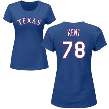 Women's Texas Rangers Zachary Kent ＃78 Roster Name & Number T-Shirt - Royal